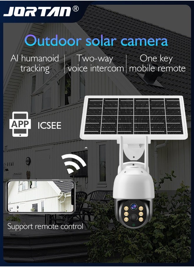 8MP 4G SIM Card & Wifi Solar Security Camera Outdoor Wireless Low Power Consumption Surveillance Camera with Solar Panel & Motion Detection & Microwave Dual Detection & Remote Control & 2 Way Audio