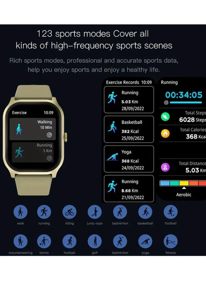 Smart Watch Women Men Kids Call (Dial/Answer/Text) Bluetooth, 2.1 Inch TFT HD Screen, Heart Rate Sleep Moniter, Waterpoof 5ATM Fitness Tracker With 100+ Workout Sports Modes, Android smartwatch & IOS