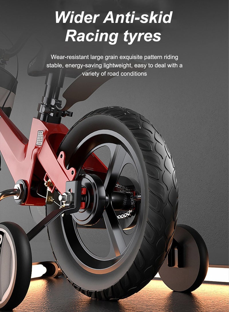 16 Inch Kids Bike Magnesium Alloy Kids' Bike Children's Bicycle For 5-8 Years Old Girls And Boys With Training Wheels Sensitive Brakes Wear-Resistant Tires Safe and Stable