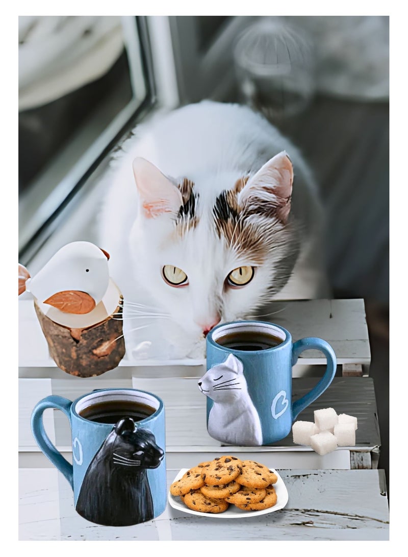 Couples Pair Ceramic Mugs Cat Edition Large Capacity Ceramic Cup with Box and Spoon, Couple Mug 350ml