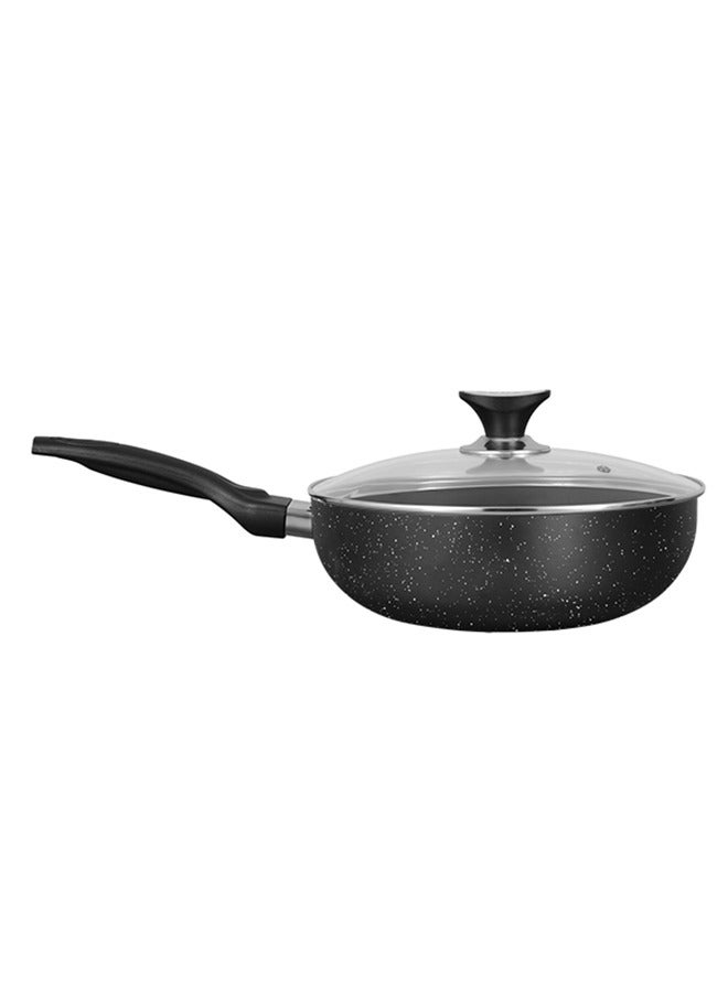 Sonex Non Stick Classic Wok Black Granite with Glass Lid & Ergonomic Bakelite Handle, Dia 30 cm & Cap 5 Ltr – Perfect for Stir-Fries, Curries, and Asian Cuisine, PFOA Free, Durable & Easy to Clean