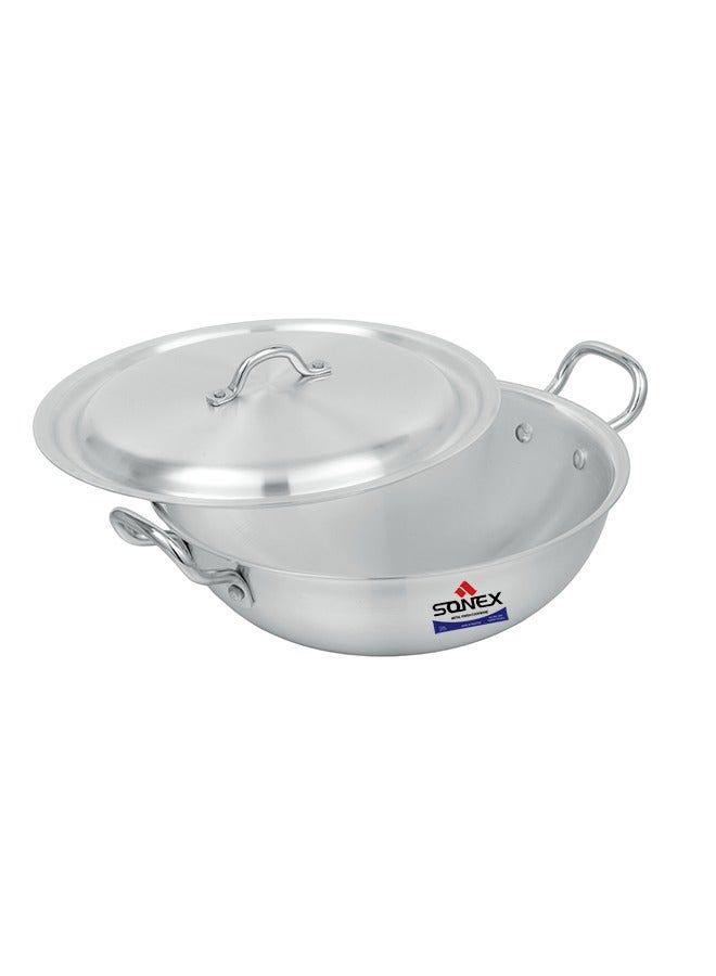 Sonex Traditional Round Karahi Aluminium Wok, Authentic Asian Cooking,  Long Lasting Durable Construction, Kitchen Essentials, Metal Finish,Generous Size (24 cm & 2.5 Ltr)