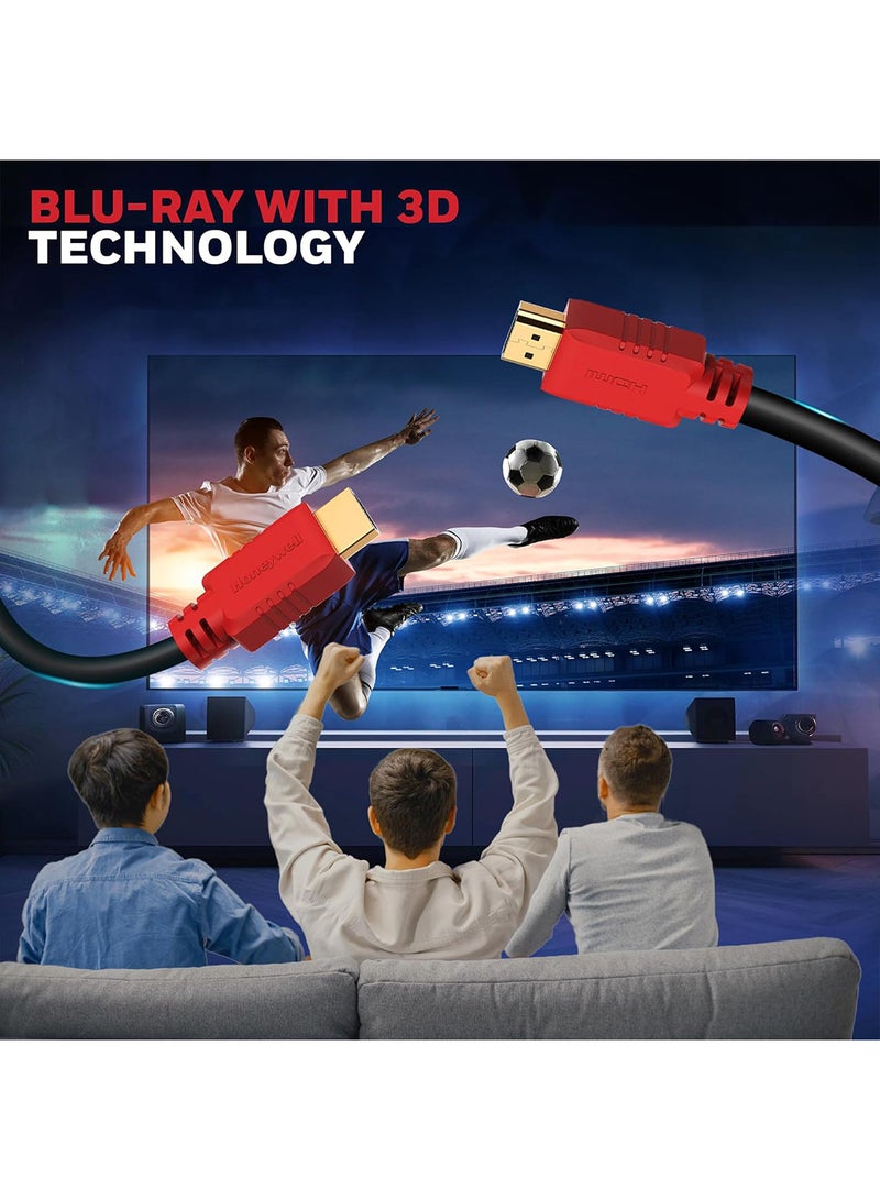 HDMI v2.0, 4K@60Hz Cable With Ethernet, 20 Mtr (65.6 ft), Upto 18GBPS Transfer Speed,High Speed With UHD Resolution, Comaptible With Television, Soundbar, Gaming Console, PC, Laptop Red Black-1.4