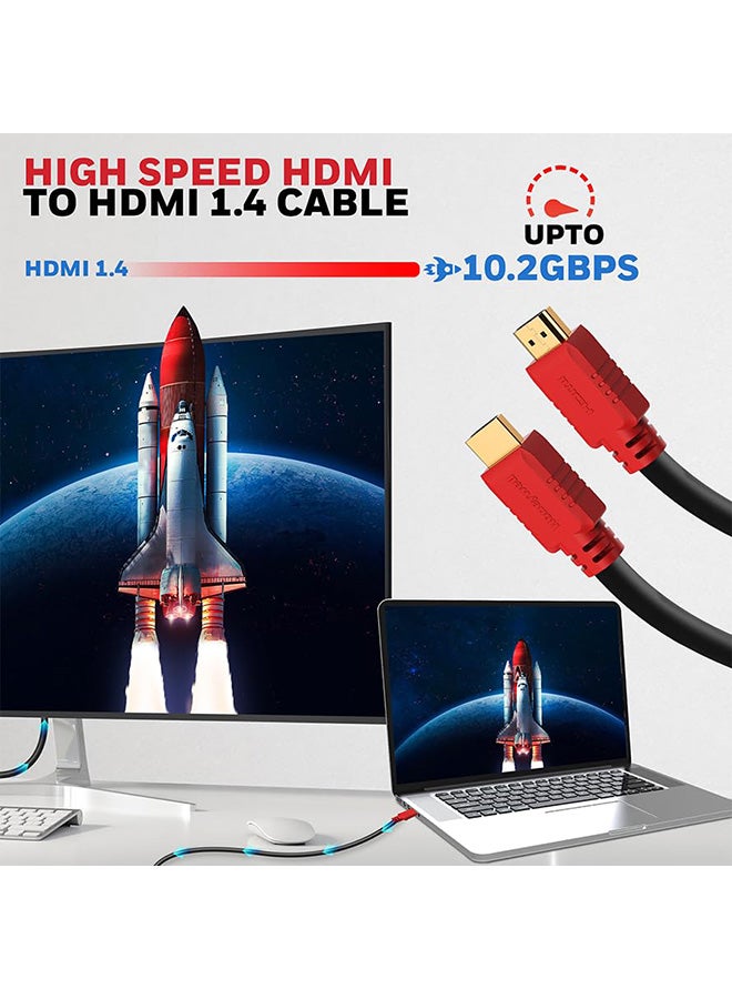 HDMI v2.0, 4K@60Hz Cable With Ethernet, 20 Mtr (65.6 ft), Upto 18GBPS Transfer Speed,High Speed With UHD Resolution, Comaptible With Television, Soundbar, Gaming Console, PC, Laptop Red Black-1.4