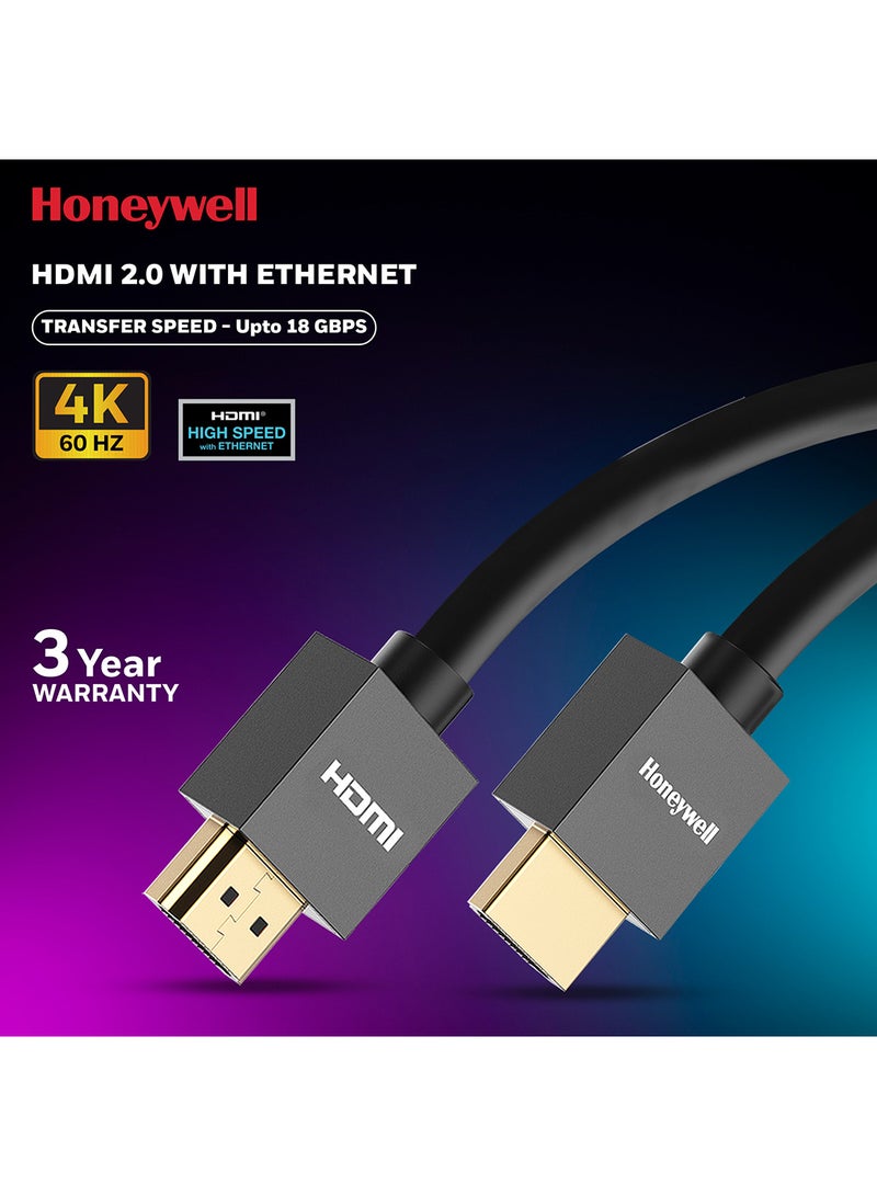 HDMI v2.0, 4K@60Hz Cable With Ethernet, 5 Mtr (16.4 ft), Upto 18GBPS Transfer Speed,High Speed With UHD Resolution, Comaptible With Television, Soundbar, Gaming Console, PC, Laptop Grey-2.0