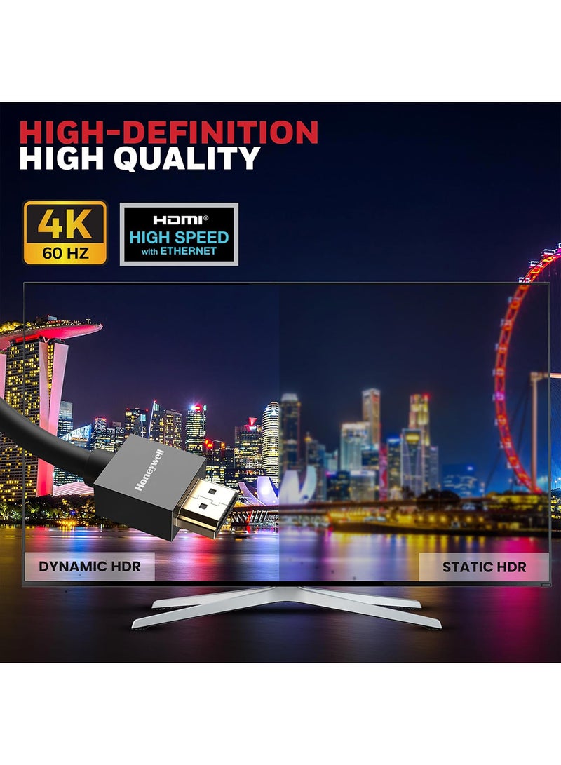 HDMI v2.0, 4K@60Hz Cable With Ethernet, 5 Mtr (16.4 ft), Upto 18GBPS Transfer Speed,High Speed With UHD Resolution, Comaptible With Television, Soundbar, Gaming Console, PC, Laptop Grey-2.0