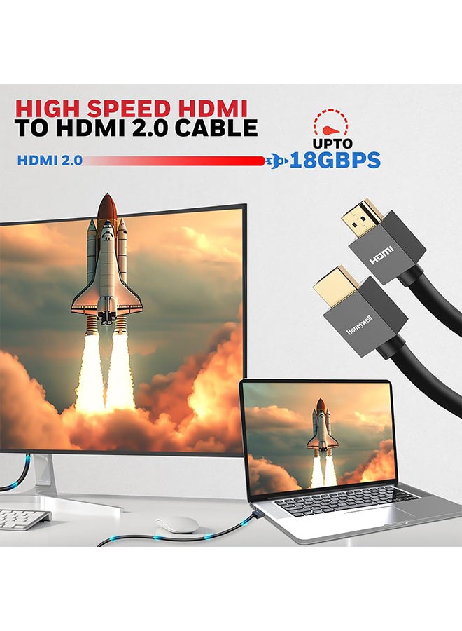 HDMI v2.0, 4K@60Hz Cable With Ethernet, 5 Mtr (16.4 ft), Upto 18GBPS Transfer Speed,High Speed With UHD Resolution, Comaptible With Television, Soundbar, Gaming Console, PC, Laptop Grey-2.0