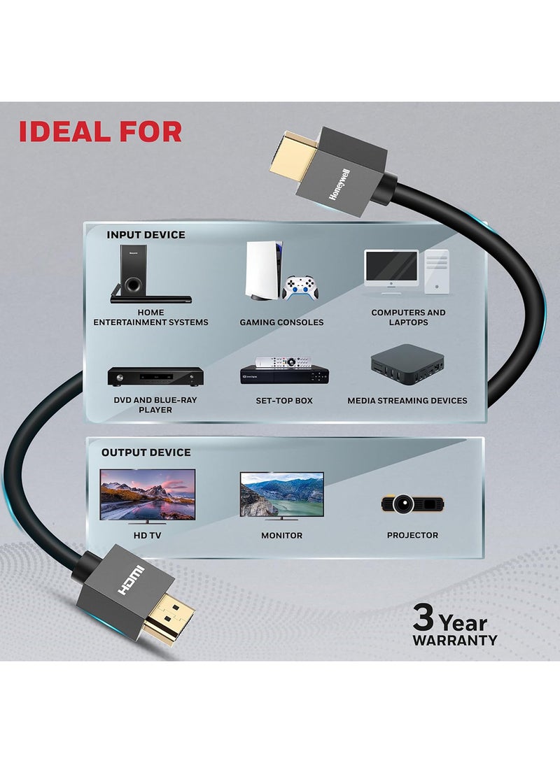 HDMI v2.0, 4K@60Hz Cable With Ethernet, 5 Mtr (16.4 ft), Upto 18GBPS Transfer Speed,High Speed With UHD Resolution, Comaptible With Television, Soundbar, Gaming Console, PC, Laptop Grey-2.0