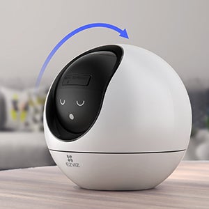 C6 Pan & Tilt Wi-Fi Camera 4MP 4mm, 360° Panoramic View, 2K Resolution, Privacy Shutter, MicroSD Card up to 256 GB, Auto-Zoom Tracking, True-WDR, Two-Way Talk, EZVIZ Cloud Play Storage, Person Detection, Color Vision with Starlight Lens - CS-C6 White