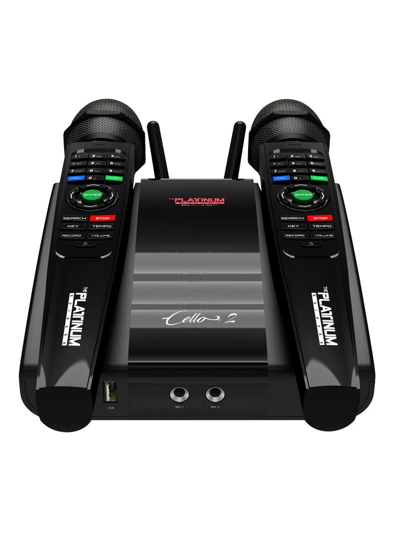 PLATINUM KARAOKE CELLO V2 WITH TWO WIRELESS MIC   24000 ENGLISH ,TAGALOG & INDIAN SONGS
