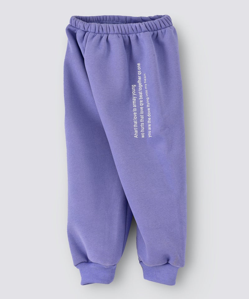 Slogan Printed Mid-Rise Joggers Blue