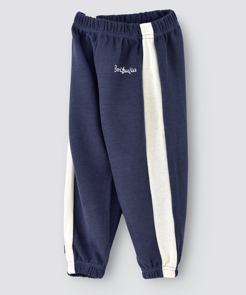 Single Side Stripe Detail Mid-Rise Joggers Blue/White