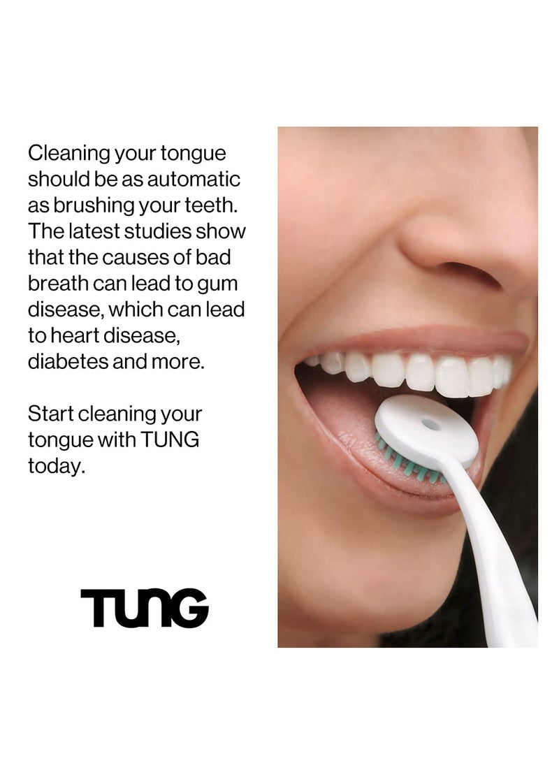 Tung Tongue Brush & Gel Kit | Tongue Cleaner for Adults | Tongue Scraper to Fight Bad Breath and Halitosis | Mouth Odor Eliminator | Fresh Mint | Made in America (Set of 1)