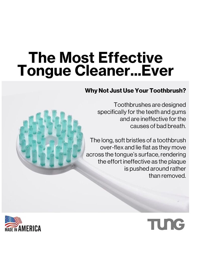 Tung Tongue Brush & Gel Kit | Tongue Cleaner for Adults | Tongue Scraper to Fight Bad Breath and Halitosis | Mouth Odor Eliminator | Fresh Mint | Made in America (Set of 1)