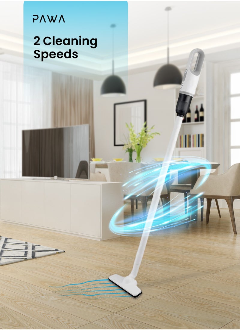 Pawa Infinity Series 2-in-1 Handheld Cordless Vacuum Cleaner – 5500Pa Strong Suction, 20-Min Runtime, Lightweight, 90ML Bin Capacity, Stainless HEPA Filter, Dual Cleaning Speeds, 2000mAh Battery - White