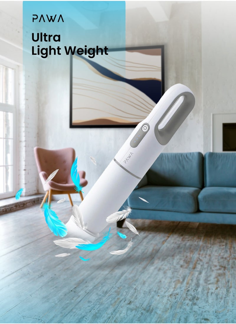 Pawa Infinity Series 2-in-1 Handheld Cordless Vacuum Cleaner – 5500Pa Strong Suction, 20-Min Runtime, Lightweight, 90ML Bin Capacity, Stainless HEPA Filter, Dual Cleaning Speeds, 2000mAh Battery - White