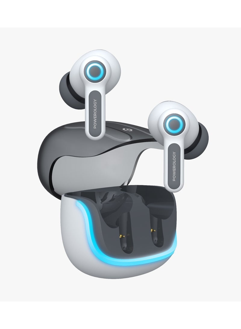 Quad Microphone ENC True-Wireless Earphone / Fast Wireless Recharge / 10M Distance / 6H Working Time / Smart Touch Control - White