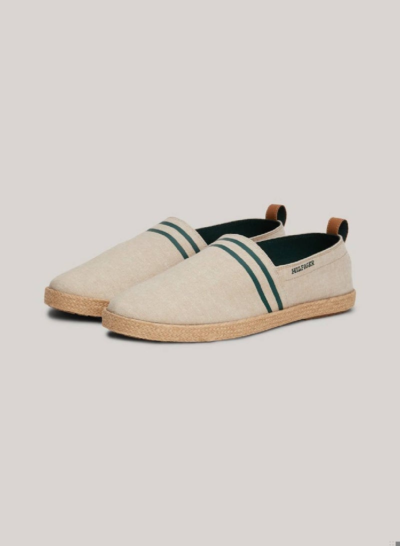 Men's Linen Chambray Stripe Espadrilles -  Linen upper, Beige