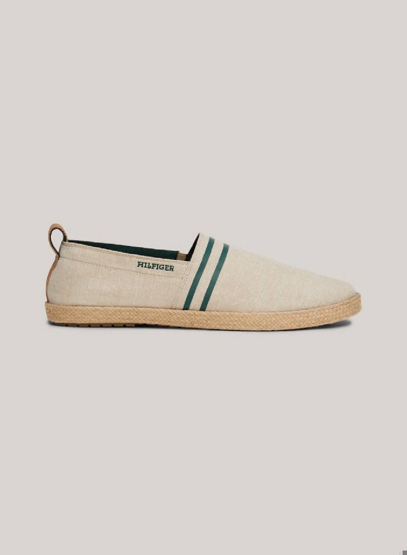 Men's Linen Chambray Stripe Espadrilles -  Linen upper, Beige