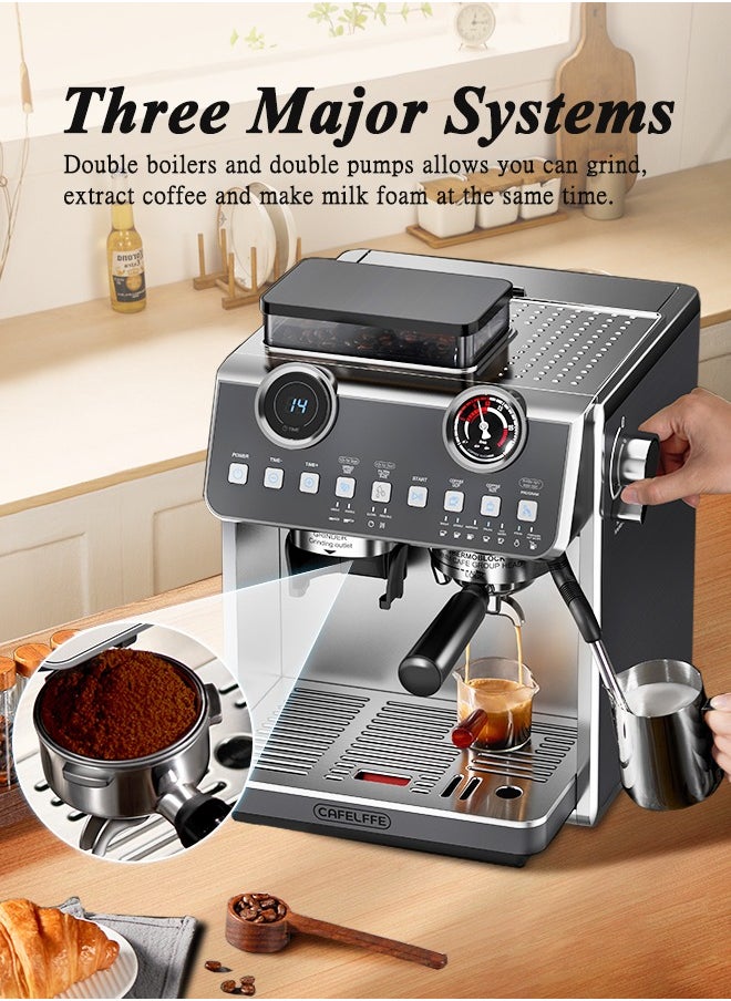 Barista Espresso Machine With Double Boilers And Double Pumps Household And Commercial Dual Use Espresso Coffee Maker With Grinder All-In-One 2.5L