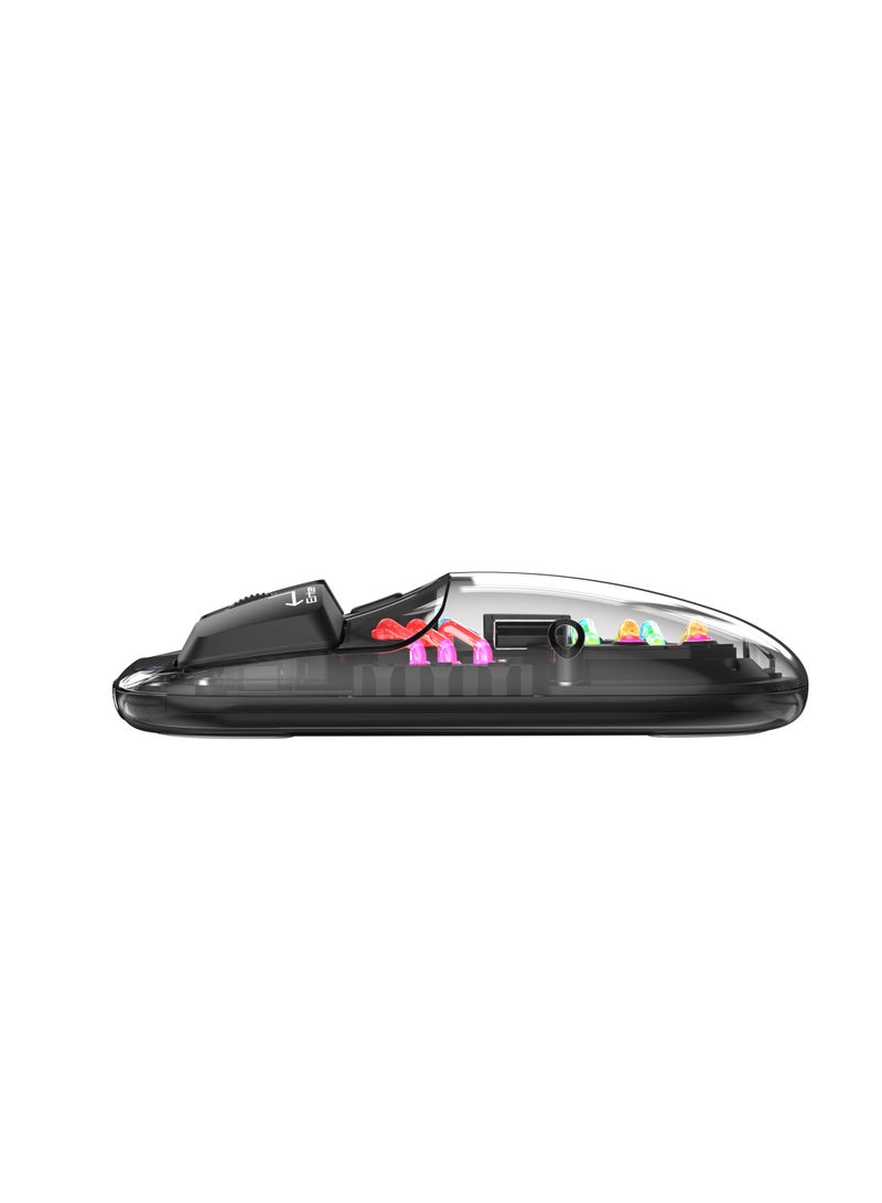 HXSJ T200 dual-mode transparent wireless mouse 2.4G/Bluetooth 5.0 rechargeable mouse magnetic design RGB lighting black