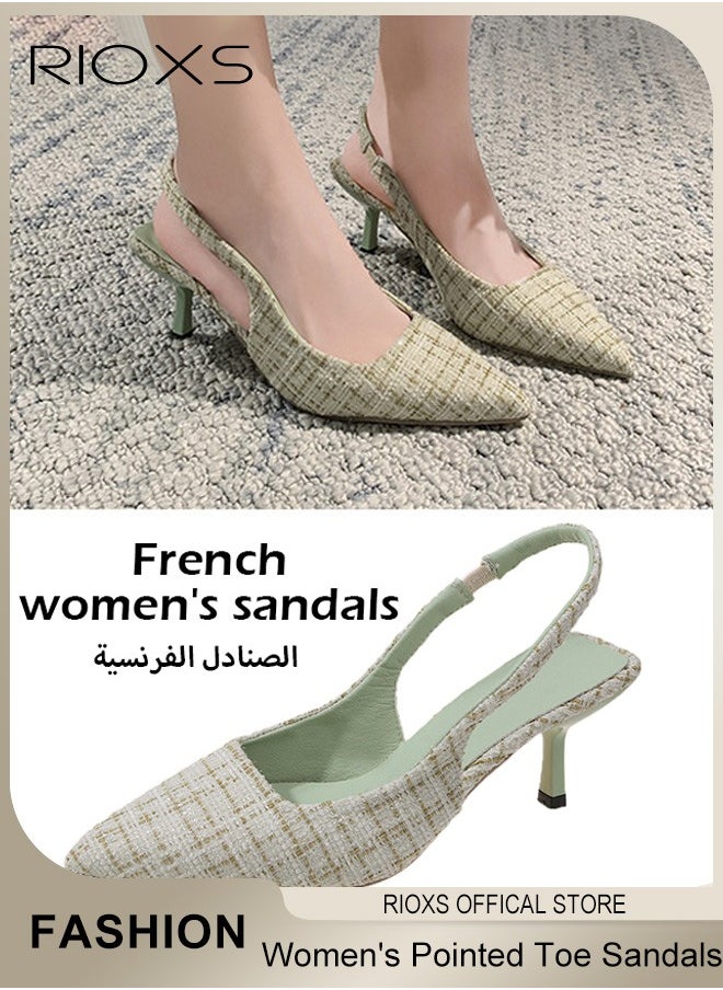 6.5cm Heeled Mules for Women, Pointed Toe Slingback, Fashionable Stiletto Slides Shoes with Non-slip Outsole, Pointed Backless Sandals, Easy to Take On and Off,  Ideal for Parties, Proms, Weddings, Evening Dresses or Daily Work