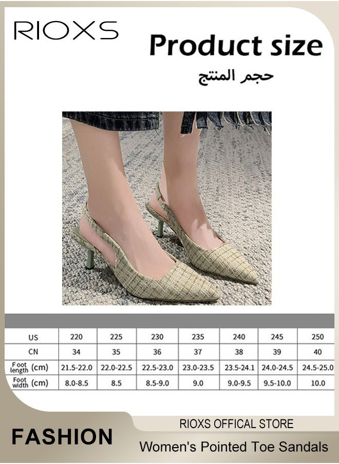 6.5cm Heeled Mules for Women, Pointed Toe Slingback, Fashionable Stiletto Slides Shoes with Non-slip Outsole, Pointed Backless Sandals, Easy to Take On and Off,  Ideal for Parties, Proms, Weddings, Evening Dresses or Daily Work