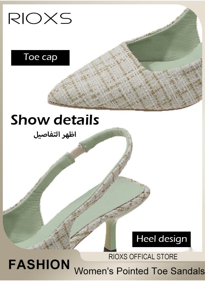 6.5cm Heeled Mules for Women, Pointed Toe Slingback, Fashionable Stiletto Slides Shoes with Non-slip Outsole, Pointed Backless Sandals, Easy to Take On and Off,  Ideal for Parties, Proms, Weddings, Evening Dresses or Daily Work