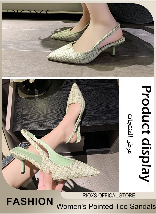 6.5cm Heeled Mules for Women, Pointed Toe Slingback, Fashionable Stiletto Slides Shoes with Non-slip Outsole, Pointed Backless Sandals, Easy to Take On and Off,  Ideal for Parties, Proms, Weddings, Evening Dresses or Daily Work