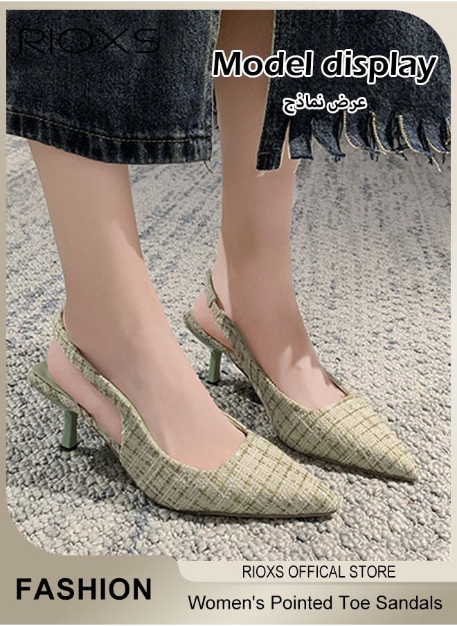 6.5cm Heeled Mules for Women, Pointed Toe Slingback, Fashionable Stiletto Slides Shoes with Non-slip Outsole, Pointed Backless Sandals, Easy to Take On and Off,  Ideal for Parties, Proms, Weddings, Evening Dresses or Daily Work
