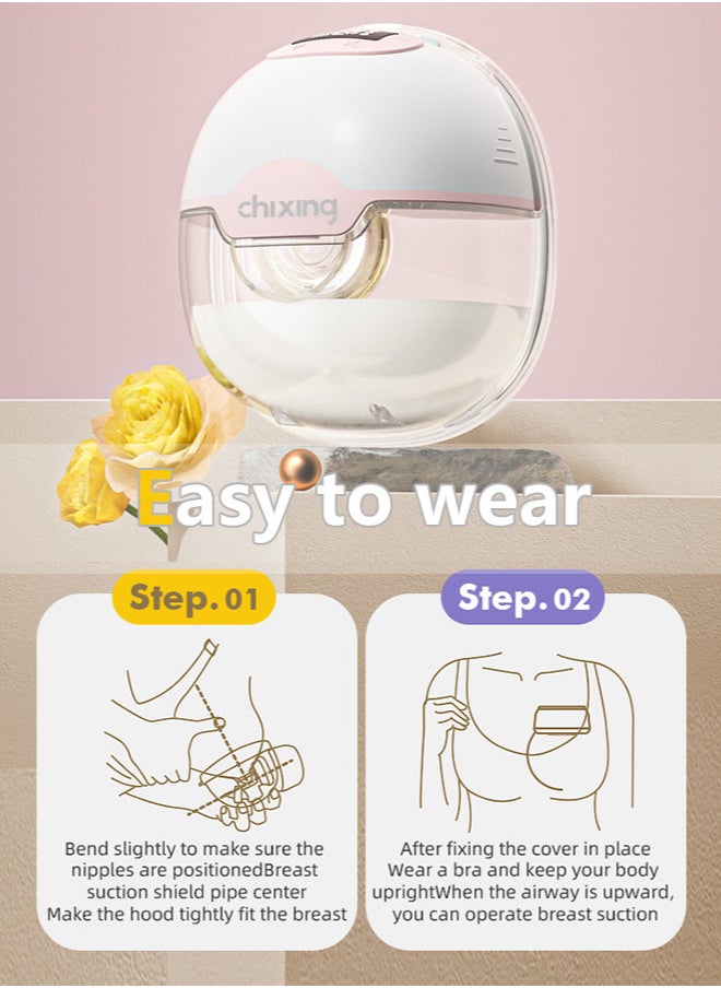 Wearable Breast Pump with 3 Mode 15 Levels, Hands Free Electric Breast Pump 1200mAh with Screen Display