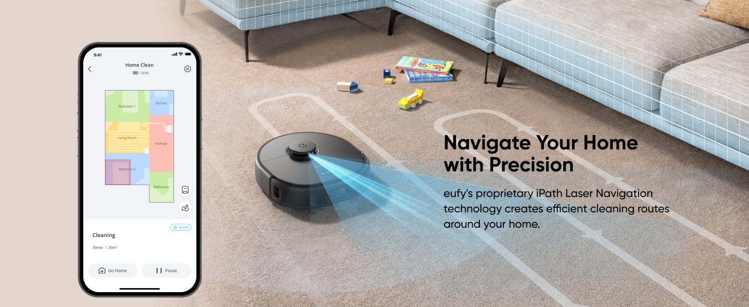 eufy X10 Pro Omni Robot Vacuum and Mop with 8,000 Pa Suction, Dual Mops with 12 mm Auto-Lift and Carpet Detection, AI Obstacle Avoidance, Auto Mop Washing, Self-Drying, Self-Emptying, Self-Refilling 20 W T2351 black