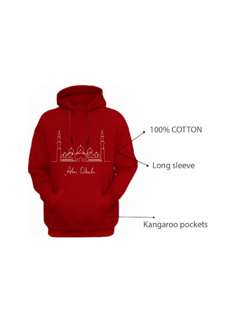 Abu Dhabi Skyline Hoodie - Soft Cotton Pullover - Casual Fashion Hoodie for Men and Women - Long Sleeve with Drawstring and Pockets - Perfect for Travel