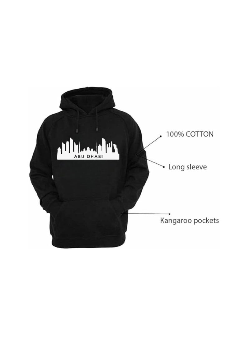 Abu Dhabi Skyline Hoodie - Soft Cotton Pullover - Casual Fashion Hoodie for Men and Women - Long Sleeve with Drawstring and Pockets - Perfect for Travel