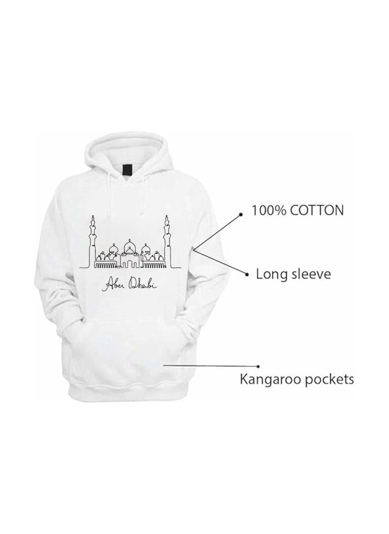 Abu Dhabi Skyline Hoodie - Soft Cotton Pullover - Casual Fashion Hoodie for Men and Women - Long Sleeve with Drawstring and Pockets - Perfect for Travel