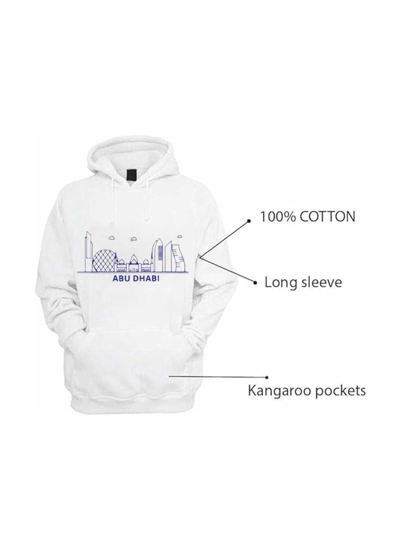 Abu Dhabi Skyline Hoodie - Soft Cotton Pullover - Casual Fashion Hoodie for Men and Women - Long Sleeve with Drawstring and Pockets - Perfect for Travel