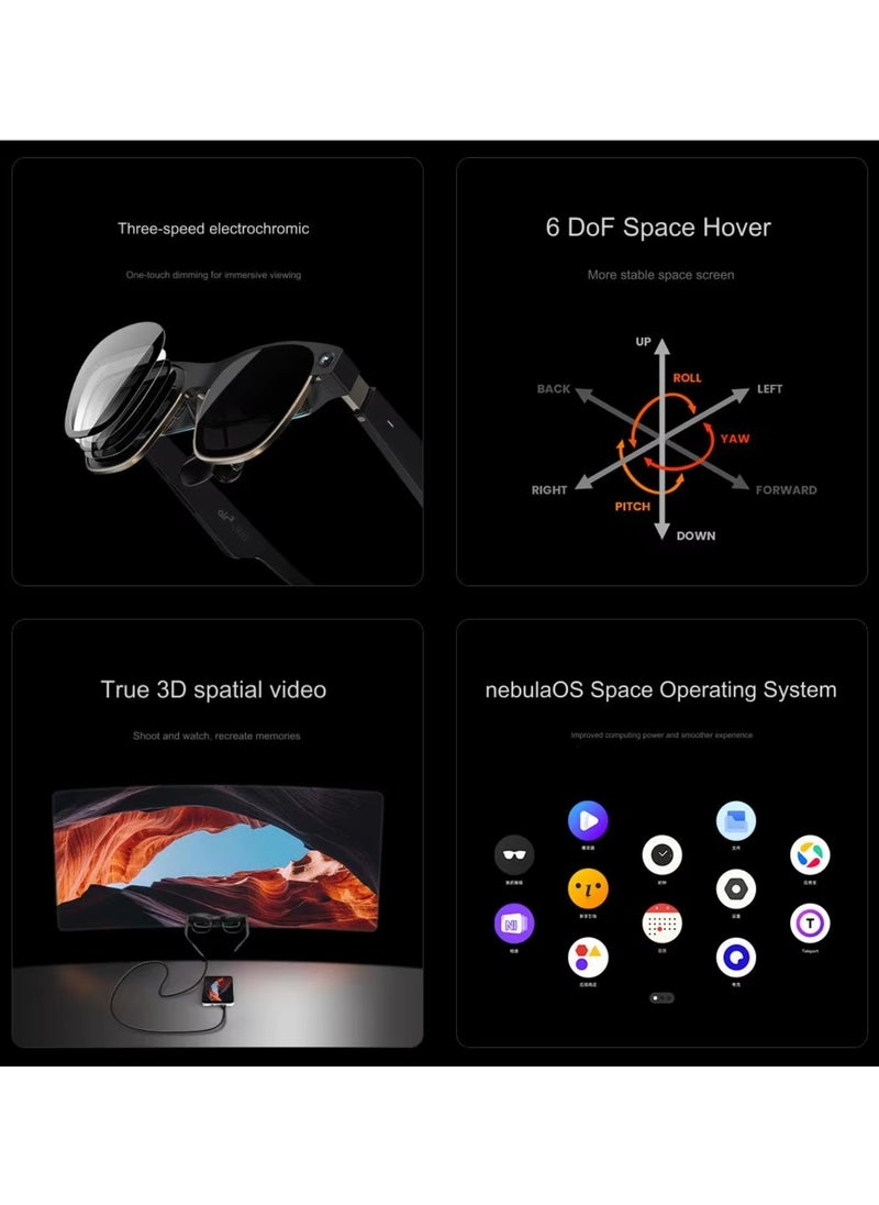 XREAL Air 2 Ultra AR Glasses, Titanium AR Glasses, with 3D Environment Sensors, Hand tracking, 52 Degree FOV, Up to 120Hz, Watch, Stream, and Game on PC/Android/iOS, PlayStation 5/Xbox/Nintendo Switch