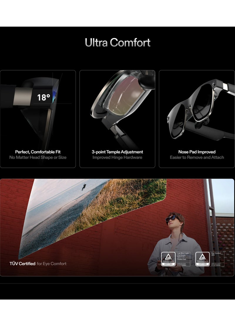 XREAL Air 2 Ultra AR Glasses, Titanium AR Glasses, with 3D Environment Sensors, Hand tracking, 52 Degree FOV, Up to 120Hz, Watch, Stream, and Game on PC/Android/iOS, PlayStation 5/Xbox/Nintendo Switch