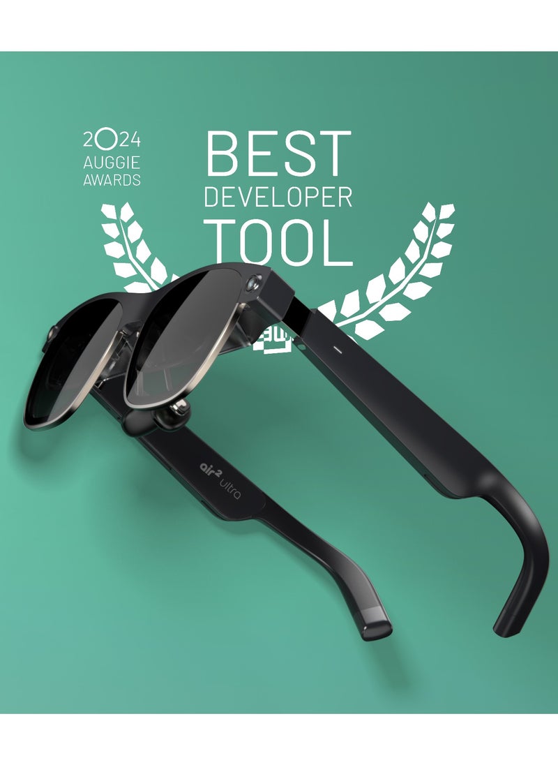 XREAL Air 2 Ultra AR Glasses, Titanium AR Glasses, with 3D Environment Sensors, Hand tracking, 52 Degree FOV, Up to 120Hz, Watch, Stream, and Game on PC/Android/iOS, PlayStation 5/Xbox/Nintendo Switch