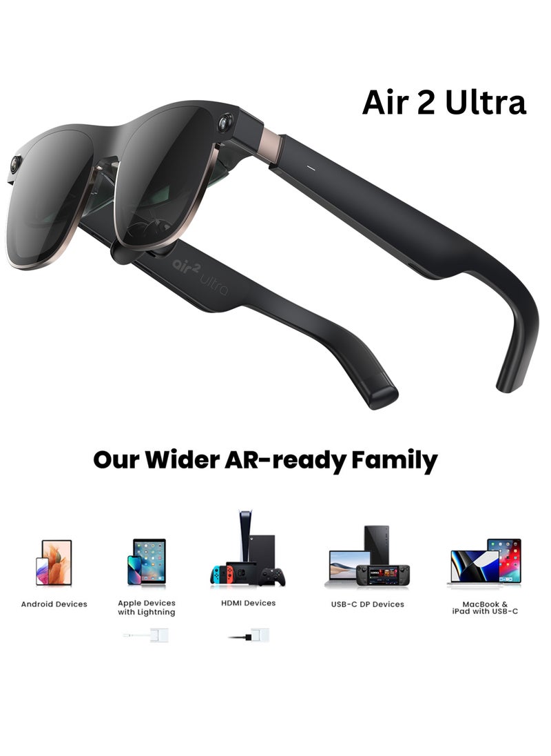 XREAL Air 2 Ultra AR Glasses, Titanium AR Glasses, with 3D Environment Sensors, Hand tracking, 52 Degree FOV, Up to 120Hz, Watch, Stream, and Game on PC/Android/iOS, PlayStation 5/Xbox/Nintendo Switch