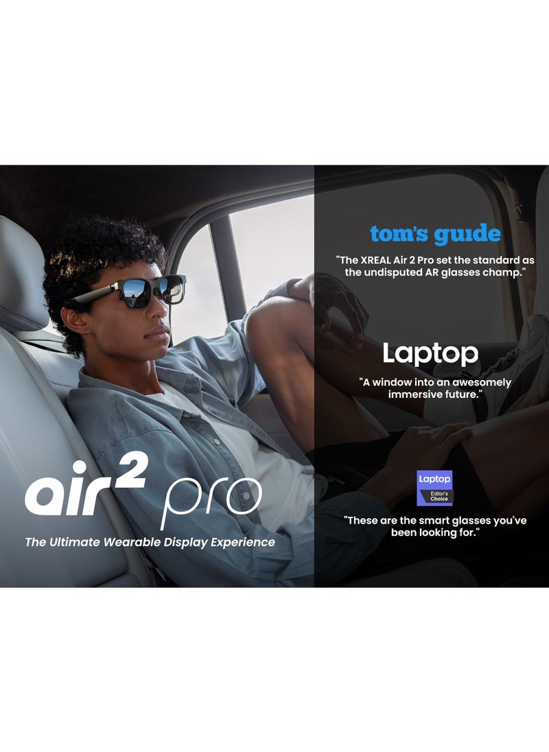 XREAL Air 2 Pro AR Glasses, Ultimate Portable Display with 3-Level Electrochrome Darkening,75g,120Hz,130
