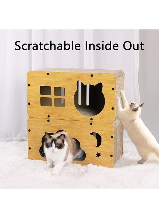 Cardboard Cat House, Stackable Wooden Cat House, Cat Scratch House, Cardboard Cat Scratcher, Cat Scratching Post, Cat Scratchers for Indoor Cats, Cat Houses for Indoor Cats, Cat Scratch Pad