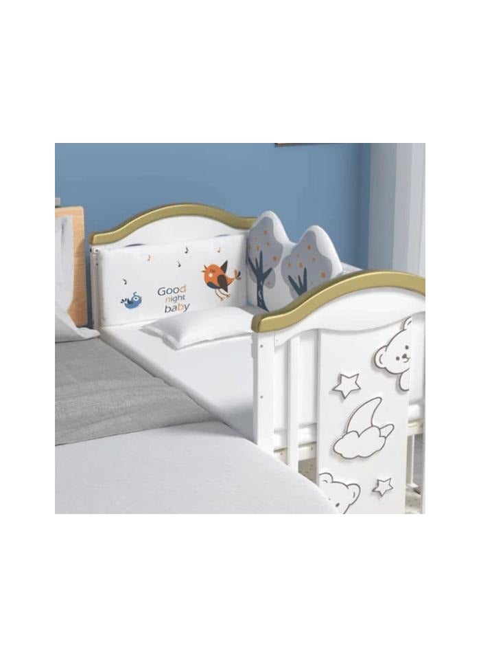 Baby Crib, Baby Wooden Cot, Bed Multifunctional  Rocker, Convertible Desk And Kids Sofa With Mosquito Net