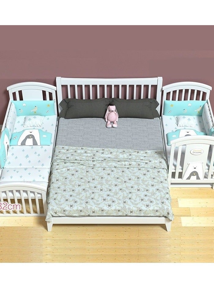 Baby Crib, Baby Wooden Cot, Bed Multifunctional  Rocker, Convertible Desk And Kids Sofa With Mosquito Net