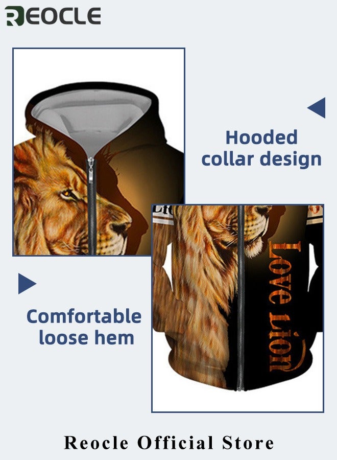 Men's 2 Pcs Hoodie Set Sweatshirt Suit 3D Printed Long Sleeve Hoodie with Zipper Trackpant Casual Suit