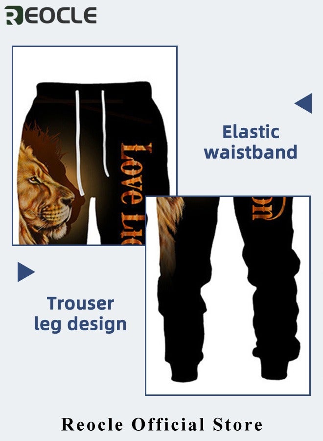 Men's 2 Pcs Hoodie Set Sweatshirt Suit 3D Printed Long Sleeve Hoodie with Zipper Trackpant Casual Suit