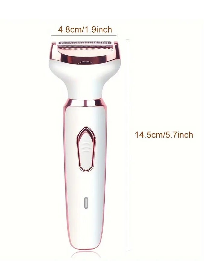 4 in 1 Electric Razor for Women, Lady Electric Shaver Hair Remover for Face Legs Nose Underarm, Portable Bikini Trimmer Wet & Dry Cordless Hair Removal with Detachable Head, White