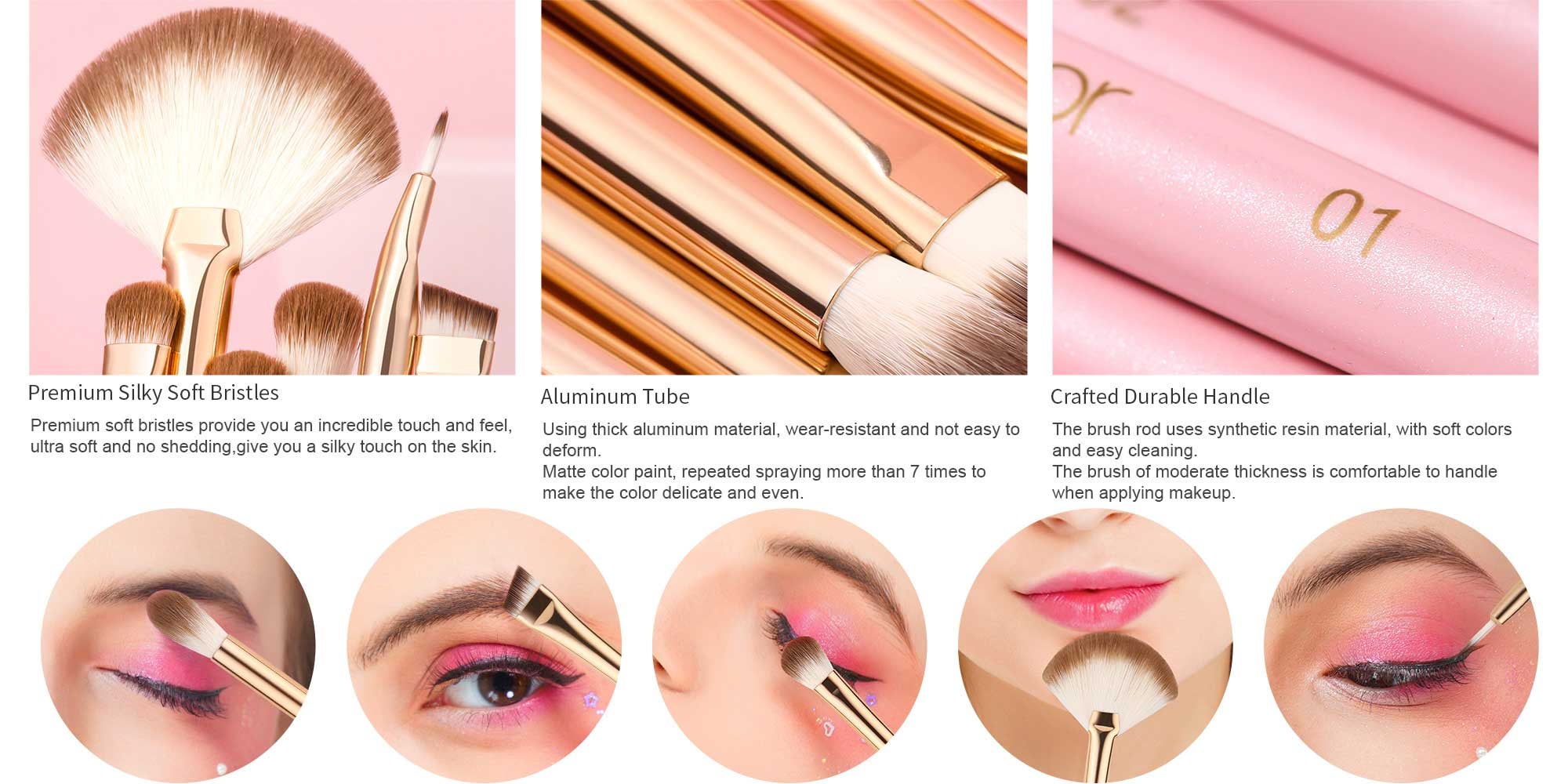 Eye Makeup Brushes 15Pcs Eyeshadow Brush Set with Soft Synthetic Hairs Professional Eye Shadow Blending Concealer Eyebrow Eyelash Eye Liners Premium Eye Make Up Brushes Set (Pink)