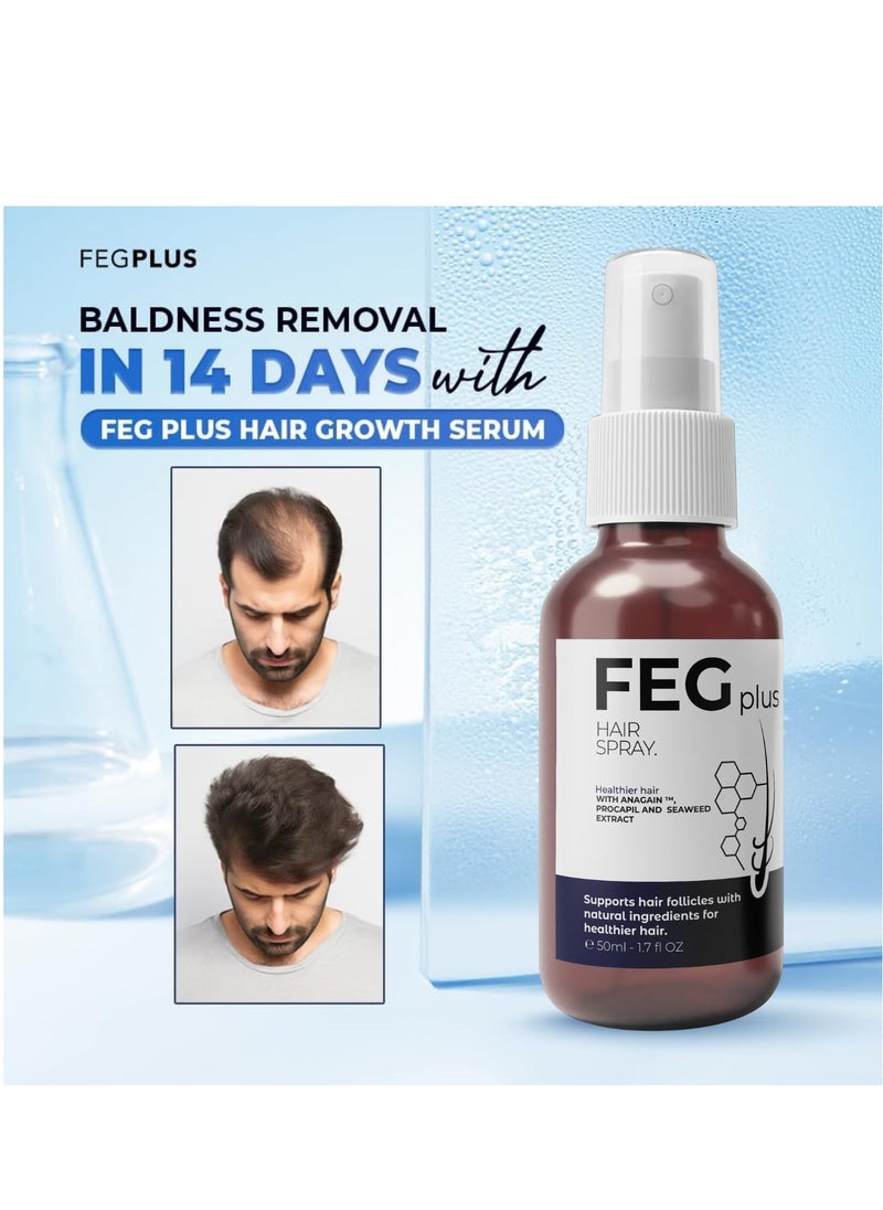 FEGPLUS Hair Growth Serum - 22% Seaweed Extract For Hair Loss Control & Hair Growth In Men & Women, Boost Thicker Beard & Hair Growth, Improve Baldness | The best hair serum made in the USA (50ml)