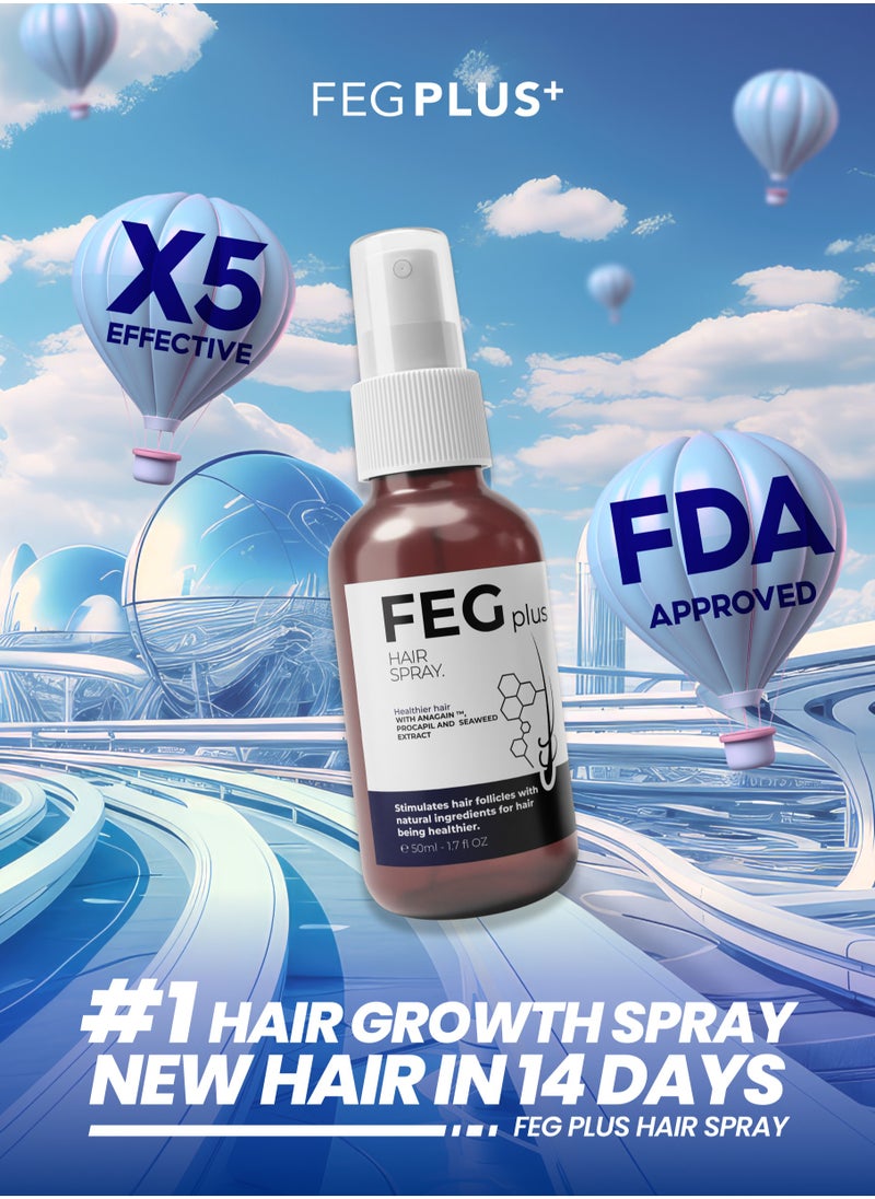 FEGPLUS Hair Growth Serum - 22% Seaweed Extract For Hair Loss Control & Hair Growth In Men & Women, Boost Thicker Beard & Hair Growth, Improve Baldness | The best hair serum made in the USA (50ml)